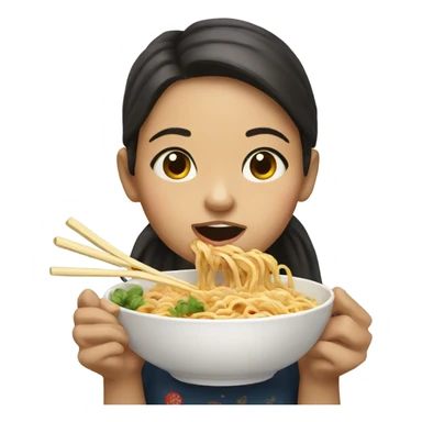 Girl eating ramen sticker