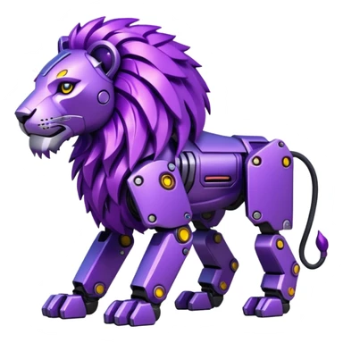glitter mech lion purple cyberpunk sticker