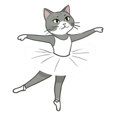 Grey and white cat doing ballet sticker