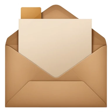 blank greeting card open with brown envelope next to it sticker