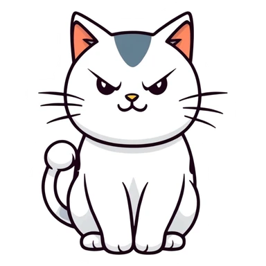 A white cat with the expression of: " I'm cute, but I'm angry" sticker