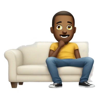 men mewing while he is sitting on couch sticker