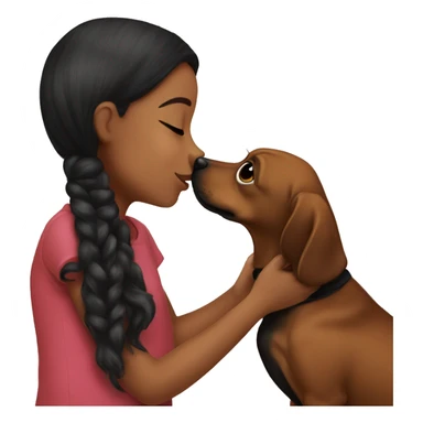 Girl kissing a black chihweinie sticker