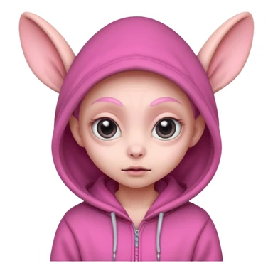 Aliens Pink, hoodie, cute big eyes, big ears, half body sticker