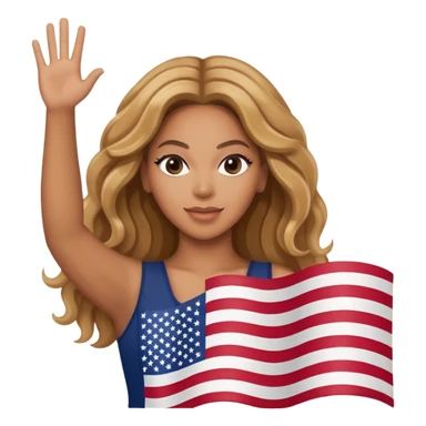 Beyonce with holding  american flag sticker