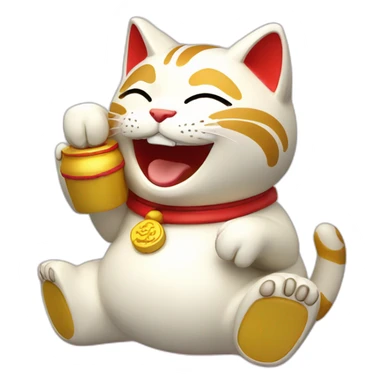 laughing Maneki-neko sticker