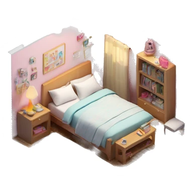 isometric-3d-cute-small-bedroom-teen-girl-interior sticker