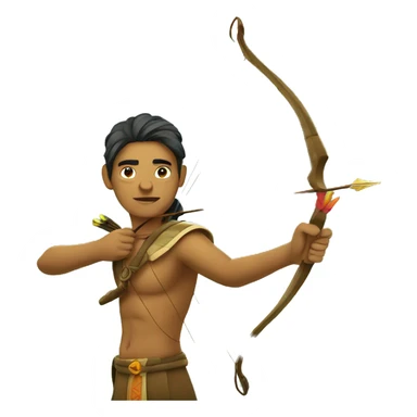 Indian with bow and arrow in the middle of a forest sticker