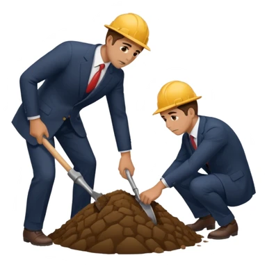 a guy in a suit digging and another suspicious guy trying to prevent him from digging sticker