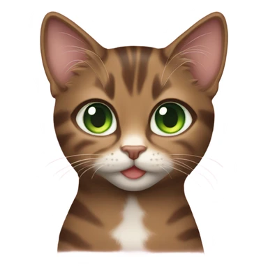 Girl with fair skin and long, dark brown, curly hair and hazel eyes kissing a brown tabby cat with green eyes on its head sticker