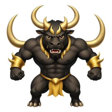 black angry powerful bull with golden horns emoji sticker