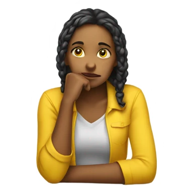 yellow girl thinking with hand on chin sticker