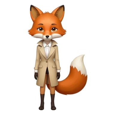 serious anthropomorphised female fox in stylish outfit, no sunglasses, very sad and crying, looking to the left, full-body view sticker