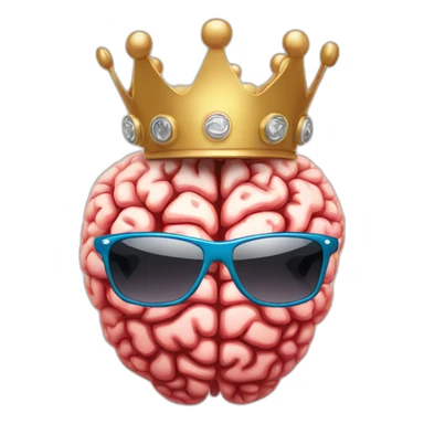 brain with crown, sunglasses and MVP board sticker