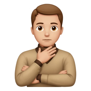 Man with hands crossed around neck sticker