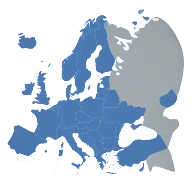 create a map of the schengen space with all the countries that are part in blue  sticker