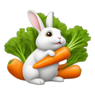 a small rabbit with a carrot sticker