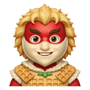 a hero who wear Waffle costume  with a hero mask  sticker