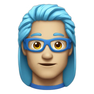 Portrait Super hero man tech with blue hair sticker