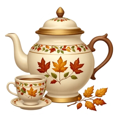 Beige big The samovar and autumn and a cup sticker