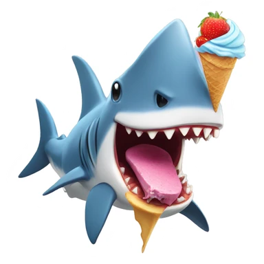 Shark eating dinosaur which is eating a ice cream  sticker