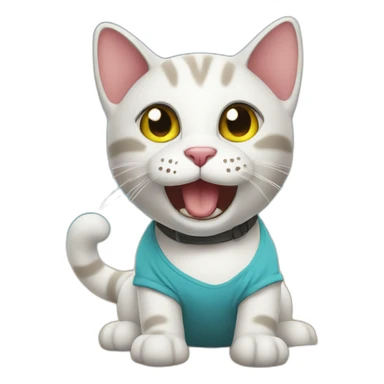 happy cat with t-shirt on the beach sticker