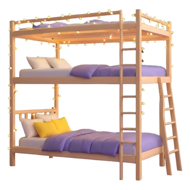 raised loft bed with twinkling fairy lights strung underneath sticker