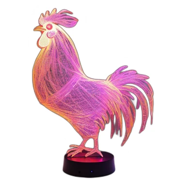 Rooster sculpture art lamp led fractal sticker