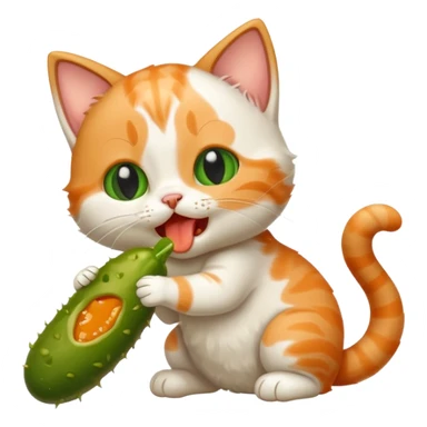 Kitten licking a pickle sticker