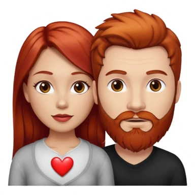 👩🏼‍❤️‍👨🏽 Something like this, but make the guy more lighter and give the girl a bit more red hair like ginger style make the guy have dark brown hair, same with the beard and add a heart in the middle above us make the guy have brunette beard and hair sticker