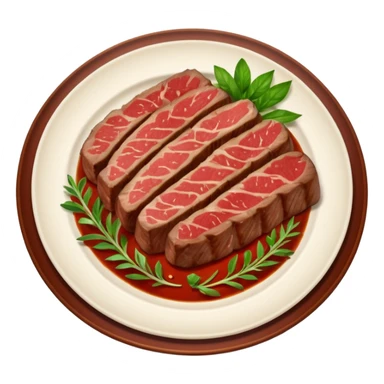 Rare steak slices on fancy plate sticker