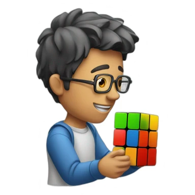A guy solving rubiks cube sticker