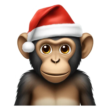 Monkey wearing a Christmas hat sticker