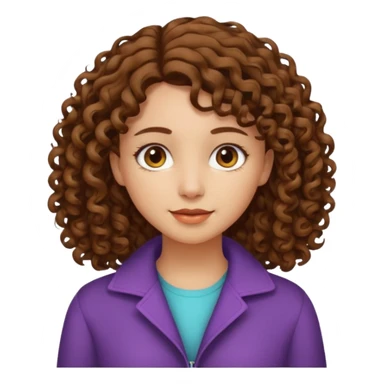 A girl with medium-length, curly hair that is not too voluminous.  sticker