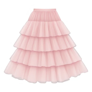 Long soft pink tiered tulle skirt, isolated sticker