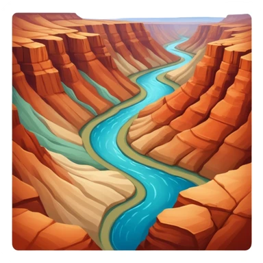 Brown and beige and red-orange canyon with blue-green river sticker