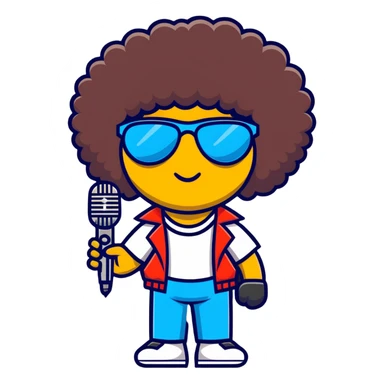 Mic with an afro and sun glasses sticker