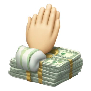 Praying hands holding cash sticker