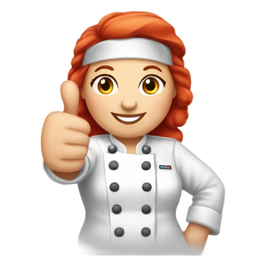  thumbs up chubby face red haired female chef sticker