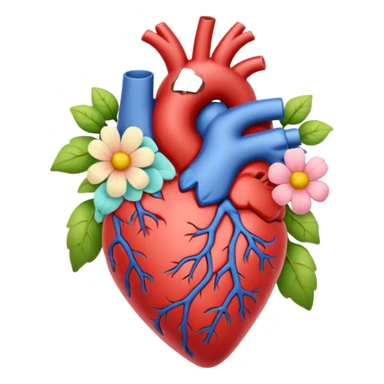 Anatomical hart with flowers Pastel colors sticker