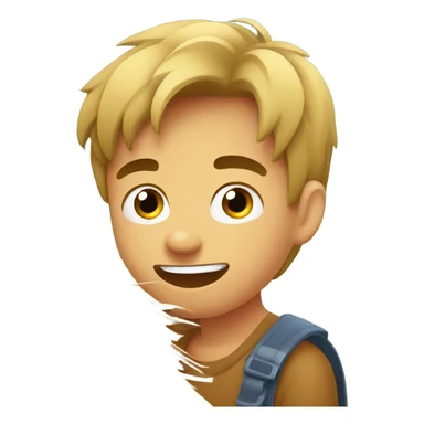  boy chewing on hay sticker