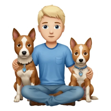 Blonde hair blue eye man with cattle dog sticker