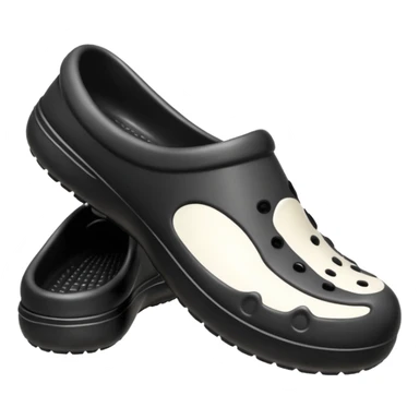 Realistic black pair of crocs shoes isolated.  sticker