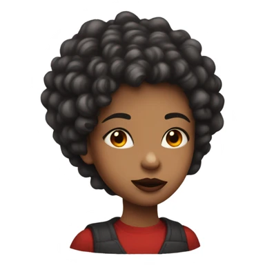 Girl with weird hair and big lips and red circle on her face sticker