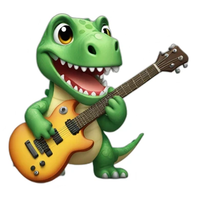 cute dinosaur playing a guitar sticker
