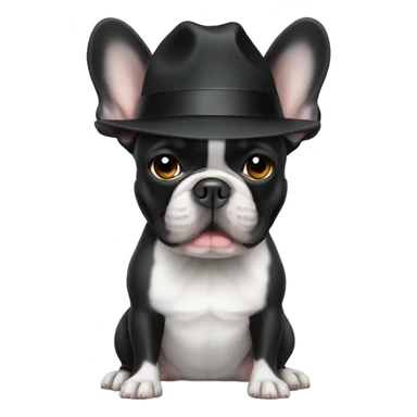 french bulldog black wearing a hat sticker