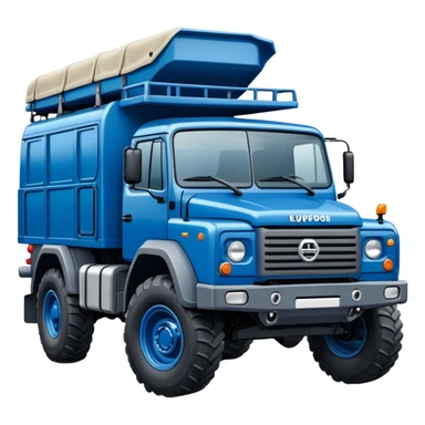 europeal looking expedition truck in blue sticker