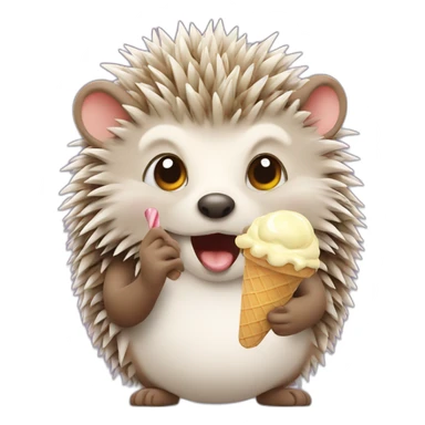 Hedgehog eating ice cream sticker