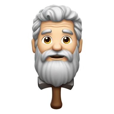 gray haired bearded dwarf face, holding a hammer sticker