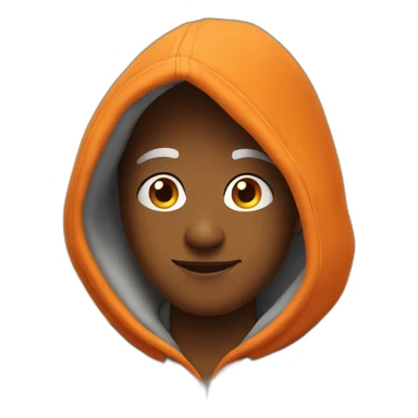 A cartoon character wearing an orange hoodie sticker